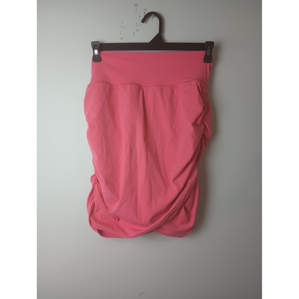 Athleta Transcend Skort Pink Ruched Draped Active Skirt Built-in Shorts Large